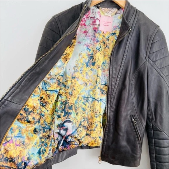 Ted Baker Black Leather Moto Jacket - Picture 2 of 3